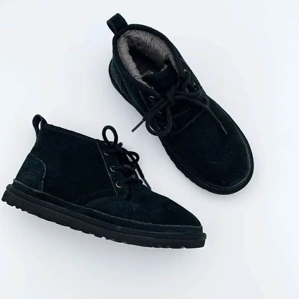 UGG Neumel black suede leather shearling wool lined ankle boots men’s size 7